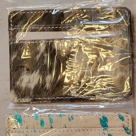 Black White Cowhide Card Holder – Genuine Hair-On Leather Wallet - Picture 2 of 7